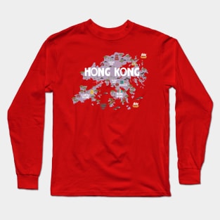 Hong Kong illustrated map Long Sleeve T-Shirt